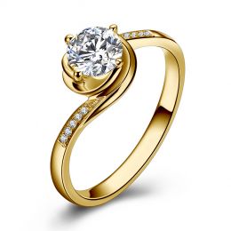 Bague de Fiancailles Rose Vertige - Solitaire Or Jaune, Diamants 0.30ct | Gemperles