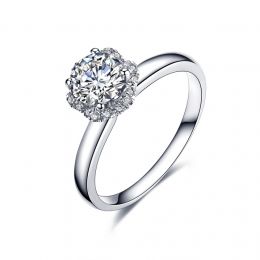 Solitaire Captivante Renoncule - Bague Diamanté & Or Blanc | Gemperles