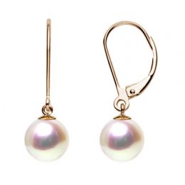 Boucles d'oreilles perles eau douce blanches - 8/11mm - AAA - Or jaune