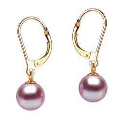 Boucles d'oreilles perles eau douce lavandes - 8/11mm - GEMME - Or jaune