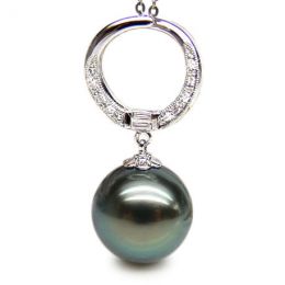 Pendentif perle de Tahiti noire - 12/13mm - GEMME