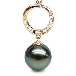 Pendentif perle de Tahiti noire - 12/13mm - AAA