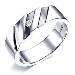 bague stylisée homme or gris - Or blanc 18cts - Diamant 0.050ct