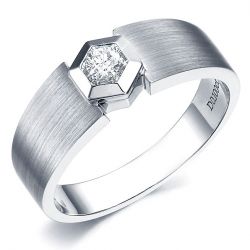 Bague Homme or blanc diamant