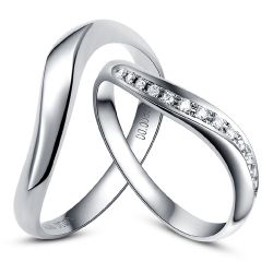 Alliance duo or blanc diamants