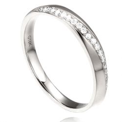 Alliance Femme Or blanc 18cts, diamants. Ondulation