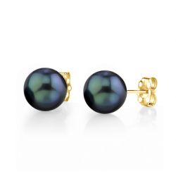 Boucle d oreille perle noire akoya japon