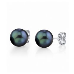 Boucles oreilles perles akoya noires or blanc