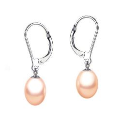 Boucles oreilles dormeuses or blanc perles roses