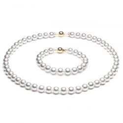 Parure or jaune perle - Perles Akoya du Japon - 7/7.5mm, AAA