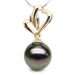 Pendentif 2 coeurs perle de tahiti