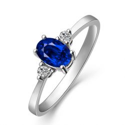 Bague solitaire saphir or blanc