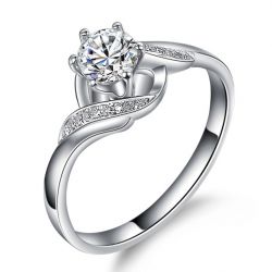 Bague solitaire diamant entrelacé