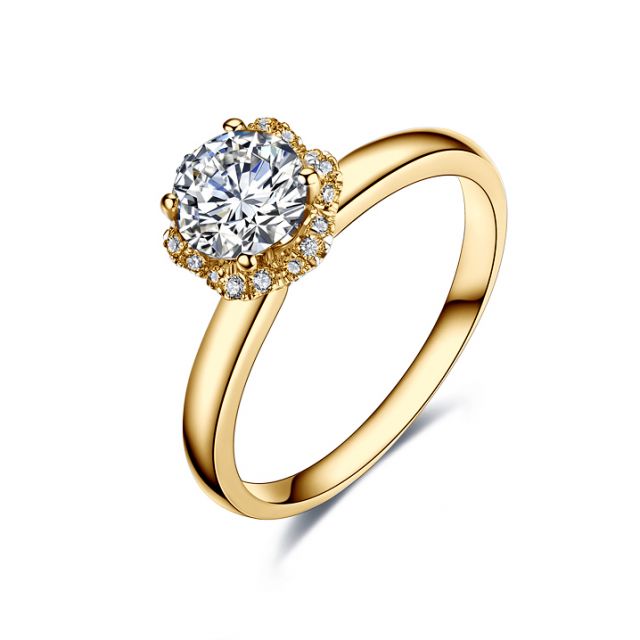 Solitaire Captivante Renoncule - Bague Diamanté & Or Jaune | Gemperles