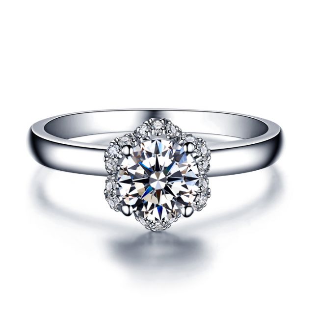 Solitaire Captivante Renoncule - Bague Diamanté & Or Blanc | Gemperles