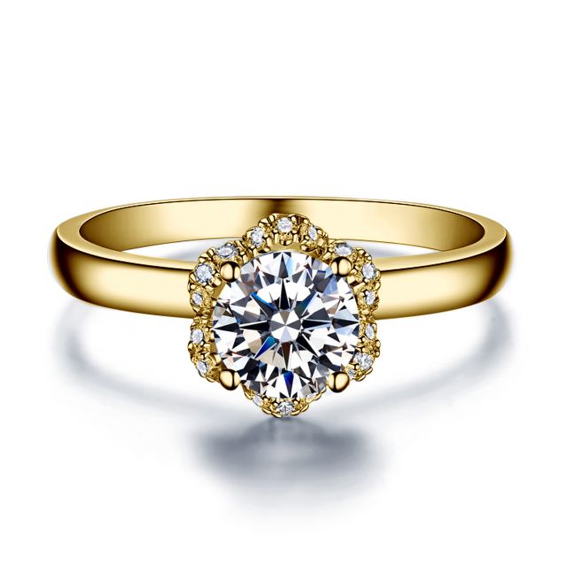 Solitaire Captivante Renoncule - Bague Diamanté & Or Jaune | Gemperles