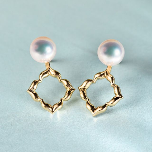 Boucles Oreilles Étoiles Filantes Perle Akoya Or Jaune