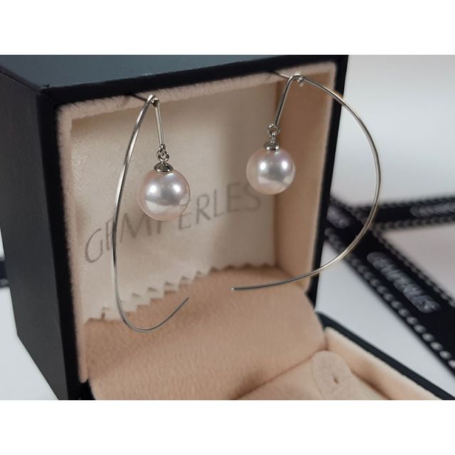 Crochet d'oreilles Simplicity. Perles Akoya Or blanc. Minimaliste