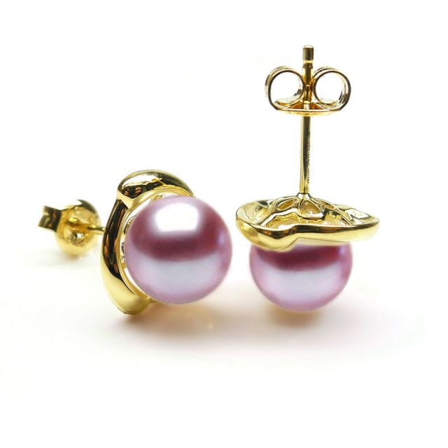 Boucles oreilles ornementation classique - Or jaune, perles eau douce