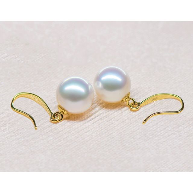 Boucles d'oreilles perles Akoya blanches - 7/7.5mm - AAA - Or jaune