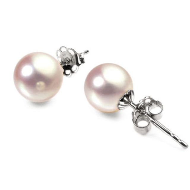 Boucles d'oreilles perles Akoya - 7/7.5mm, AAA - Or blanc