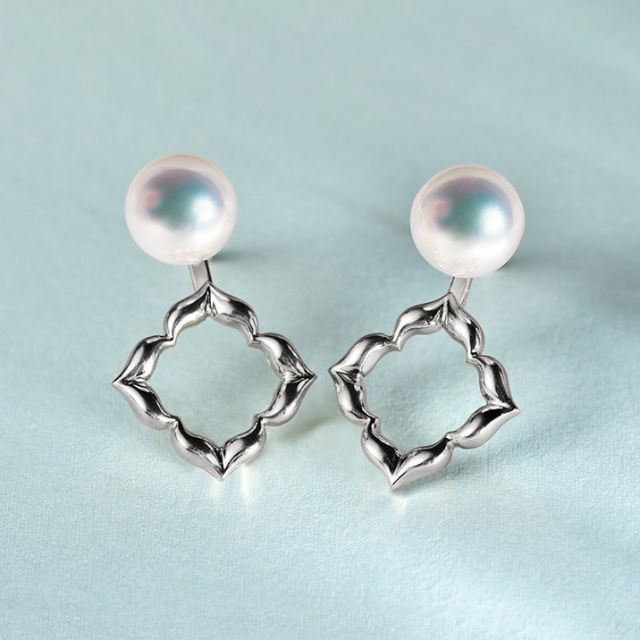 Boucles Oreilles Étoiles Filantes Perle Akoya Or Blanc