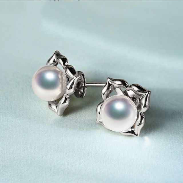 Boucles Oreilles Étoiles Filantes Perle Akoya Or Blanc