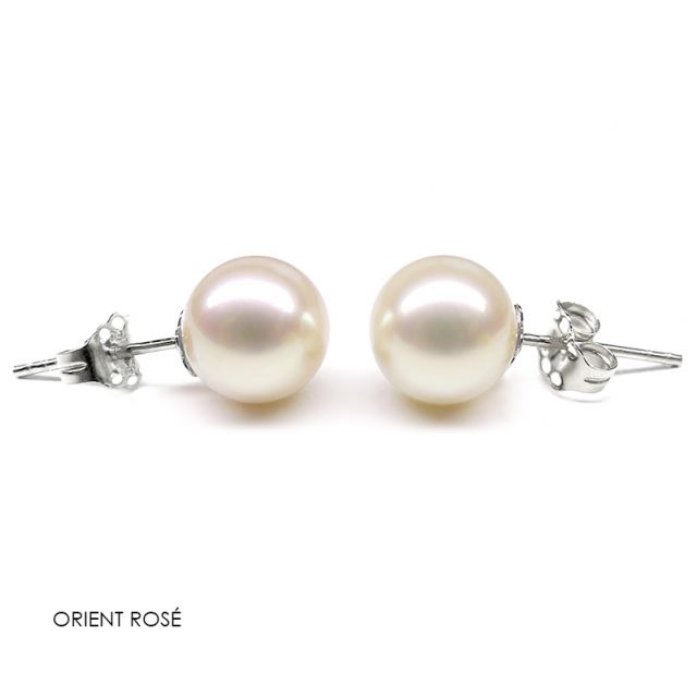 Boucles d'oreilles perles eau douce blanches - 8/11mm - GEMME - Or blanc