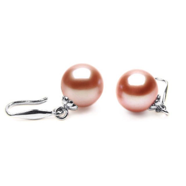 Boucles d'oreilles perles eau douce - 8/9mm - GEMME - Or blanc