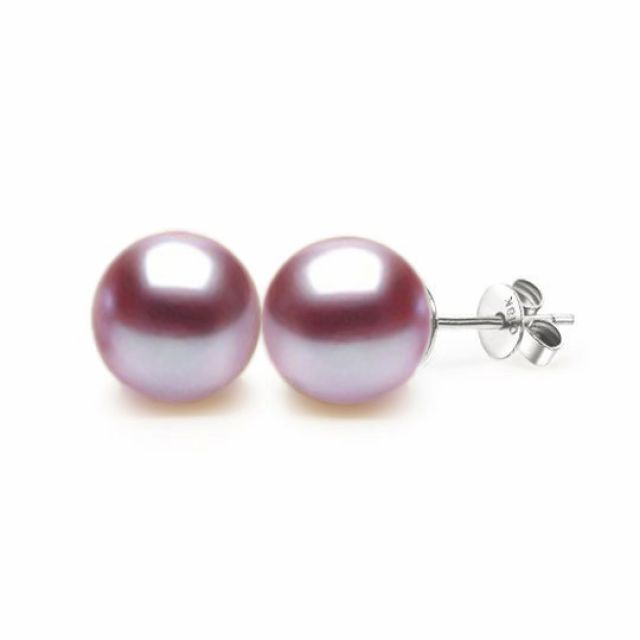 Boucles d'oreilles perles eau douce blanches - 9-11mm - AAA - Or blanc