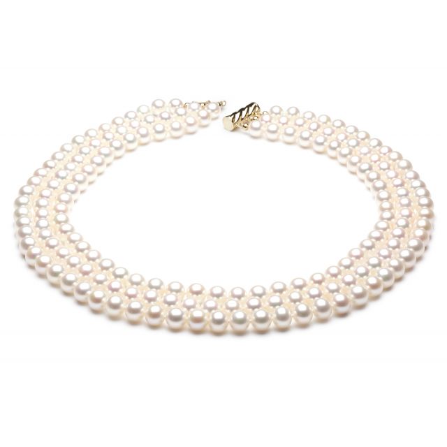 Collier triple perles eau douce - 7/7.5mm - AAA