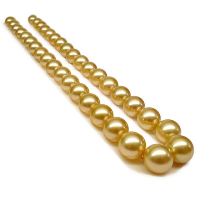 Collier perles d'Australie dorées - Grosses perles 10/12mm - AAA