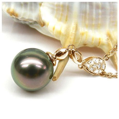 Pendentif Arue - Perle de Tahiti - Or jaune, diamants
