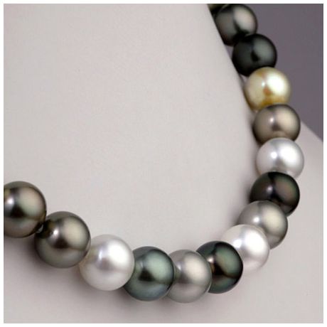 Collier perles des mers du sud multicolores - 10/13mm - AAA