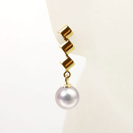 Pendants oreilles or jaune - Boucles oreille perles Akoya - 7/7.5mm