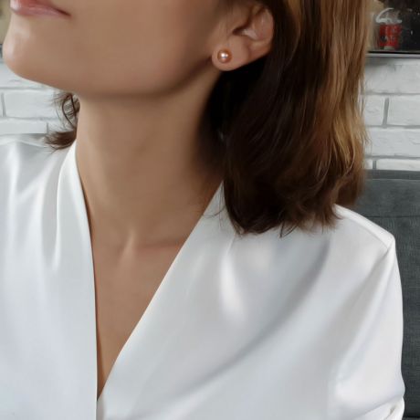 Boucles d'oreilles perles eau douce roses - 8/11mm - GEMME - Or jaune