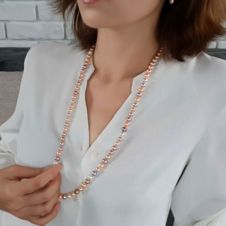 Collier perles eau douce multicolores 7.5/8mm AAA - 3