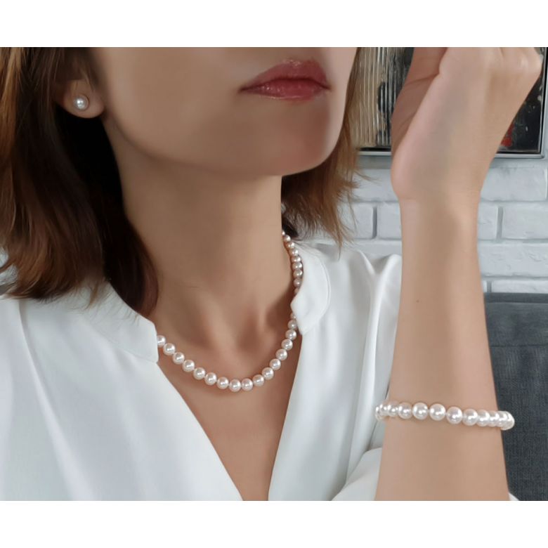 Collier perles eau douce blanches - 7/7.5mm - AAA - 3