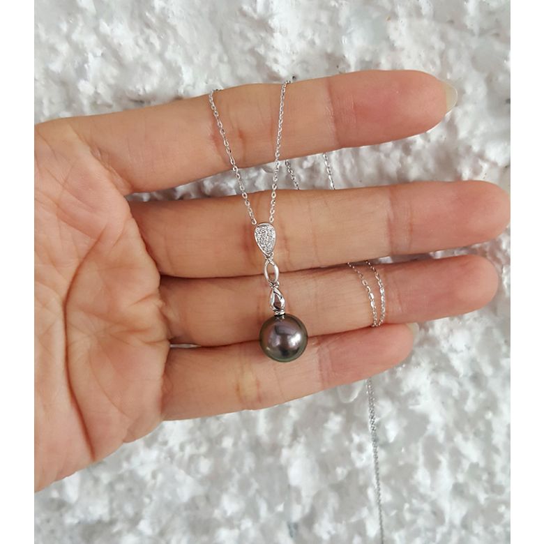 Pendentif Arue - Perle de Tahiti - Or blanc, diamants - 2