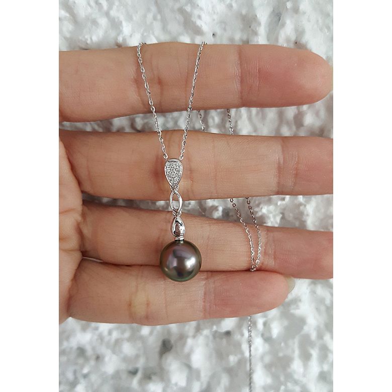 Pendentif Arue - Perle de Tahiti - Or blanc, diamants - 4