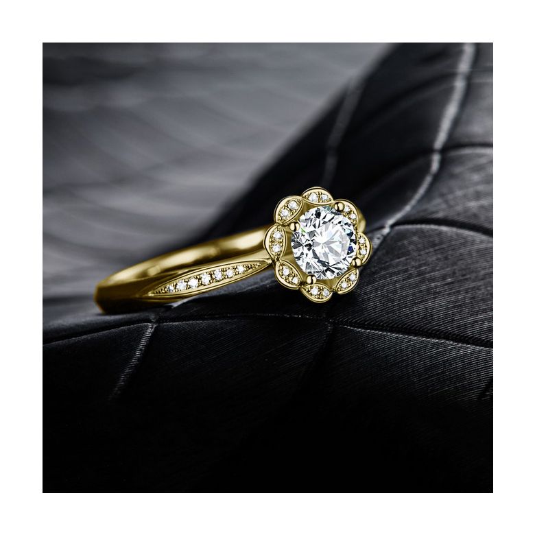 Bague solitaire diamants or jaune - Jasmin étoilé - 4