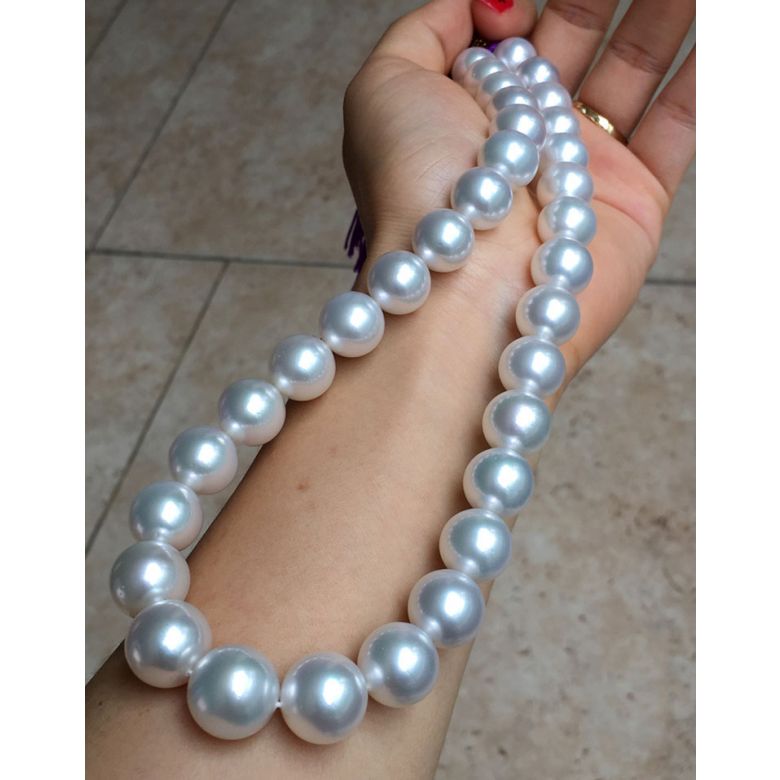 Collier perles des mers du sud blanches - Perle Australie 12/14mm - 5