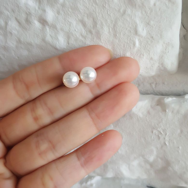 Boucles d'oreilles perles Akoya - 7.5/8mm - AAA - Or jaune - 4