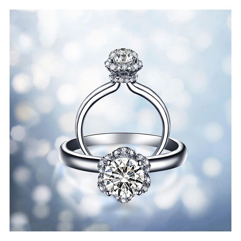Solitaire Captivante Renoncule - Bague Diamanté & Or Blanc | Gemperles - 5