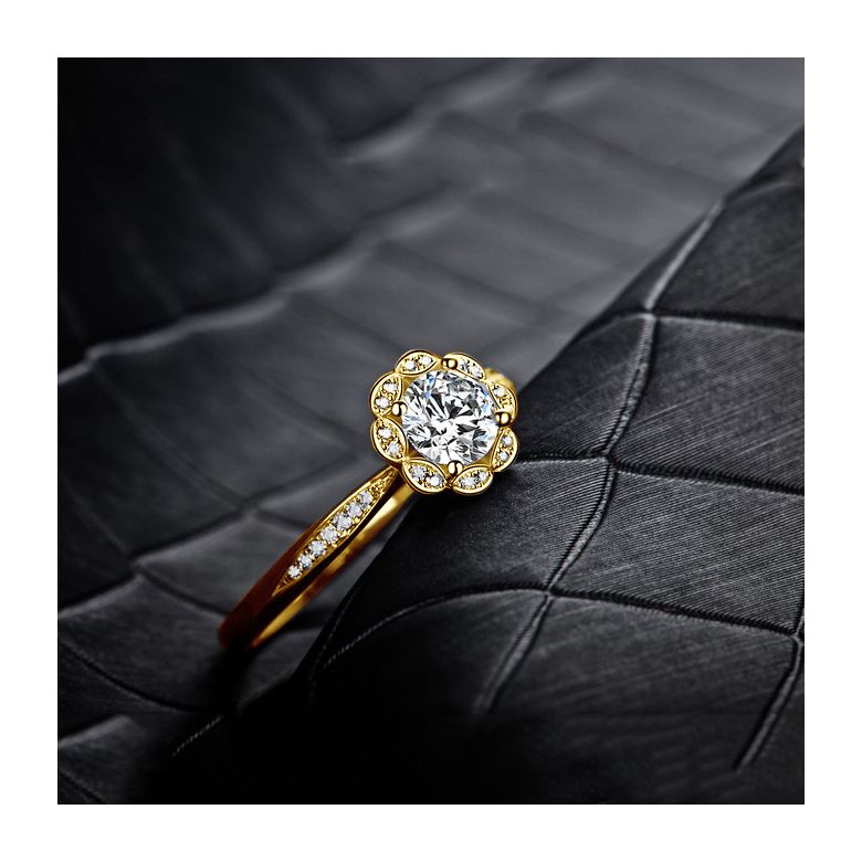 Bague solitaire diamants or jaune - Jasmin étoilé - 5