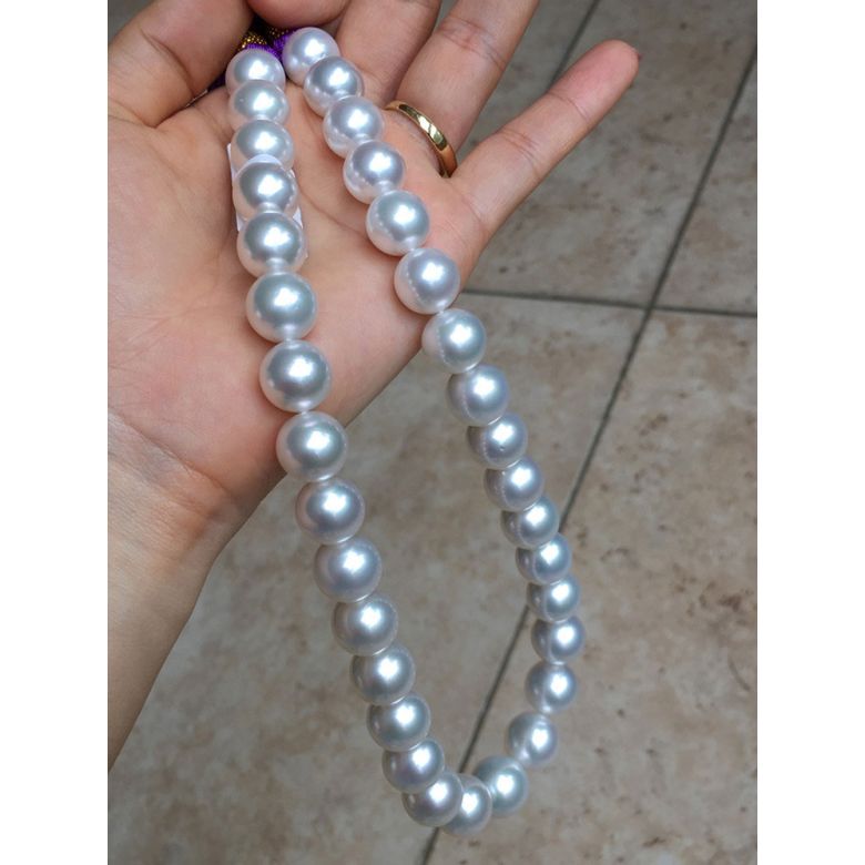 Collier perles des mers du sud blanches - Perle Australie 12/14mm - 8