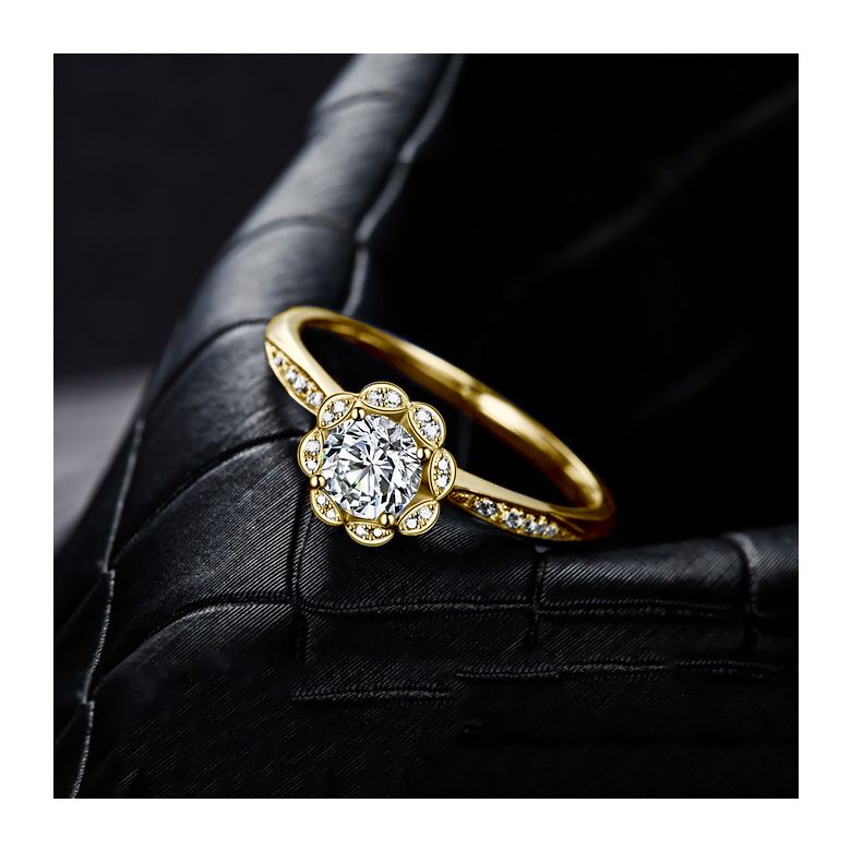 Bague solitaire diamants or jaune - Jasmin étoilé - 6