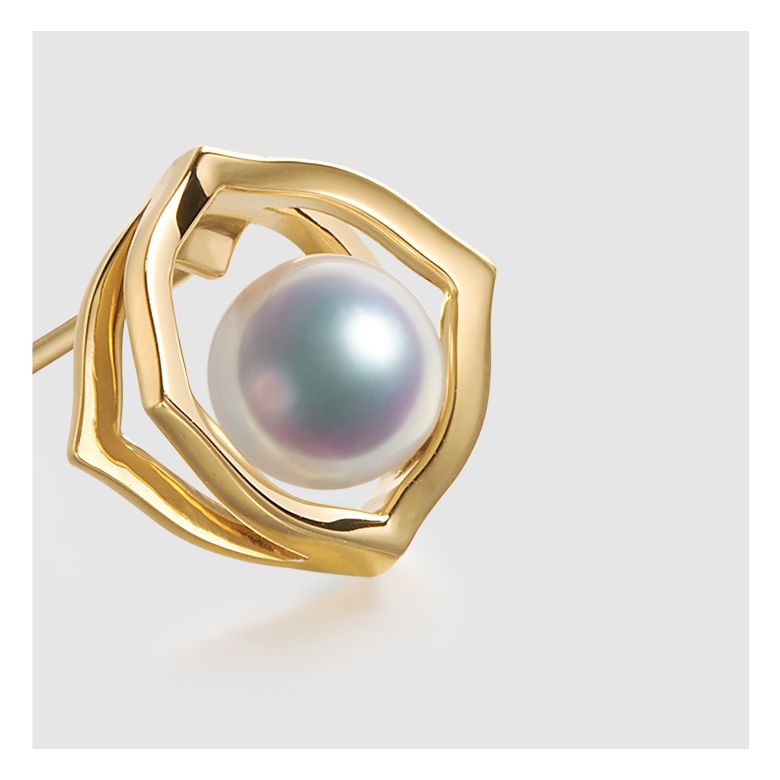 Boucle d oreille perle de culture - Perle Akoya Or jaune - Coco Chanel - 5