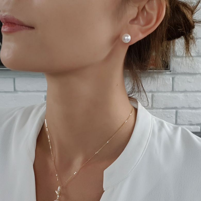Boucles d'oreilles perles eau douce blanches - 9.9.5mm - AAA - Or jaune - 2