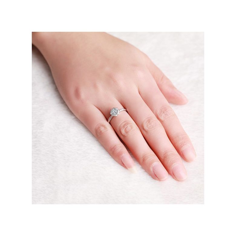 Bague solitaire diamants or blanc - Jasmin étoilé - 8